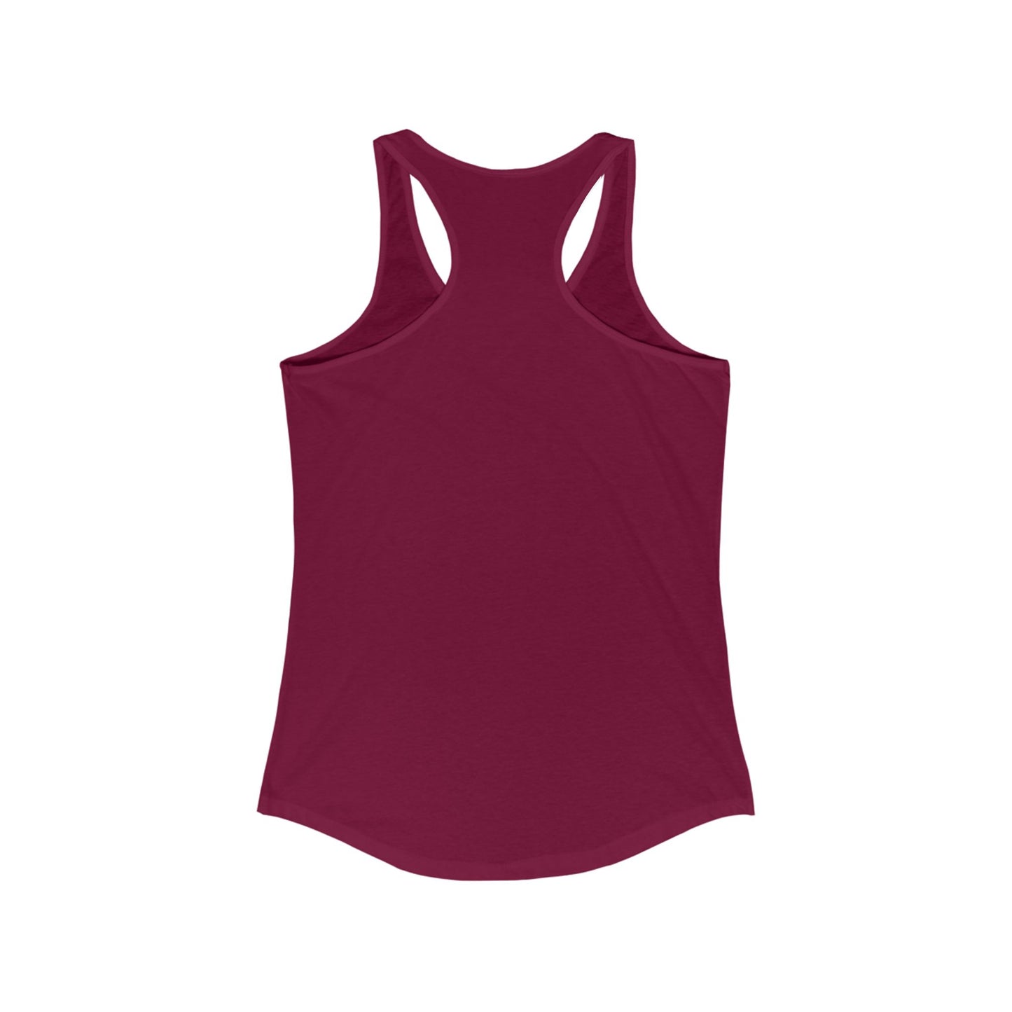 Cause She is Watching Fitness Tank women's maroon racerback tank top back view lightweight fabric classic fit