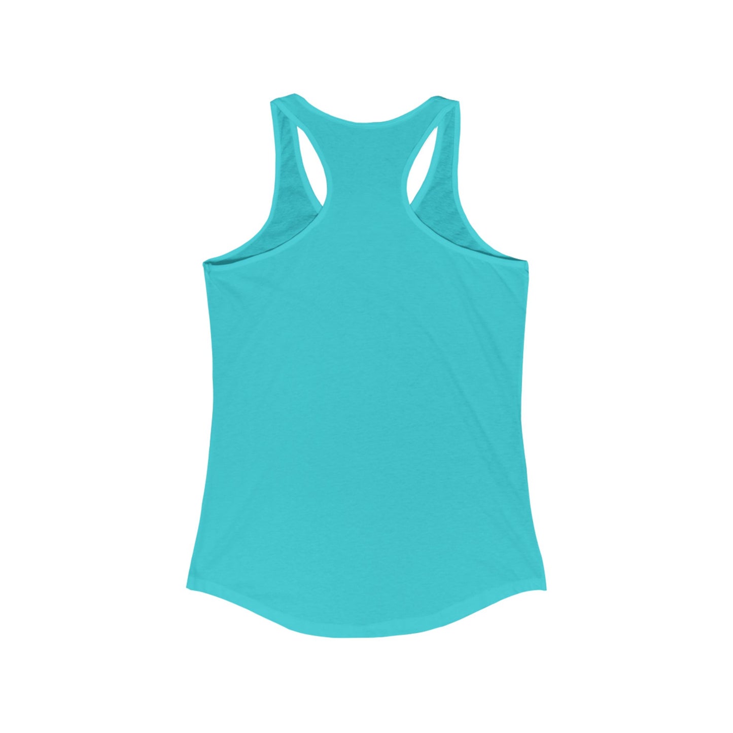 Cause She is Watching Fitness Tank womens light blue racerback workout tank top back view