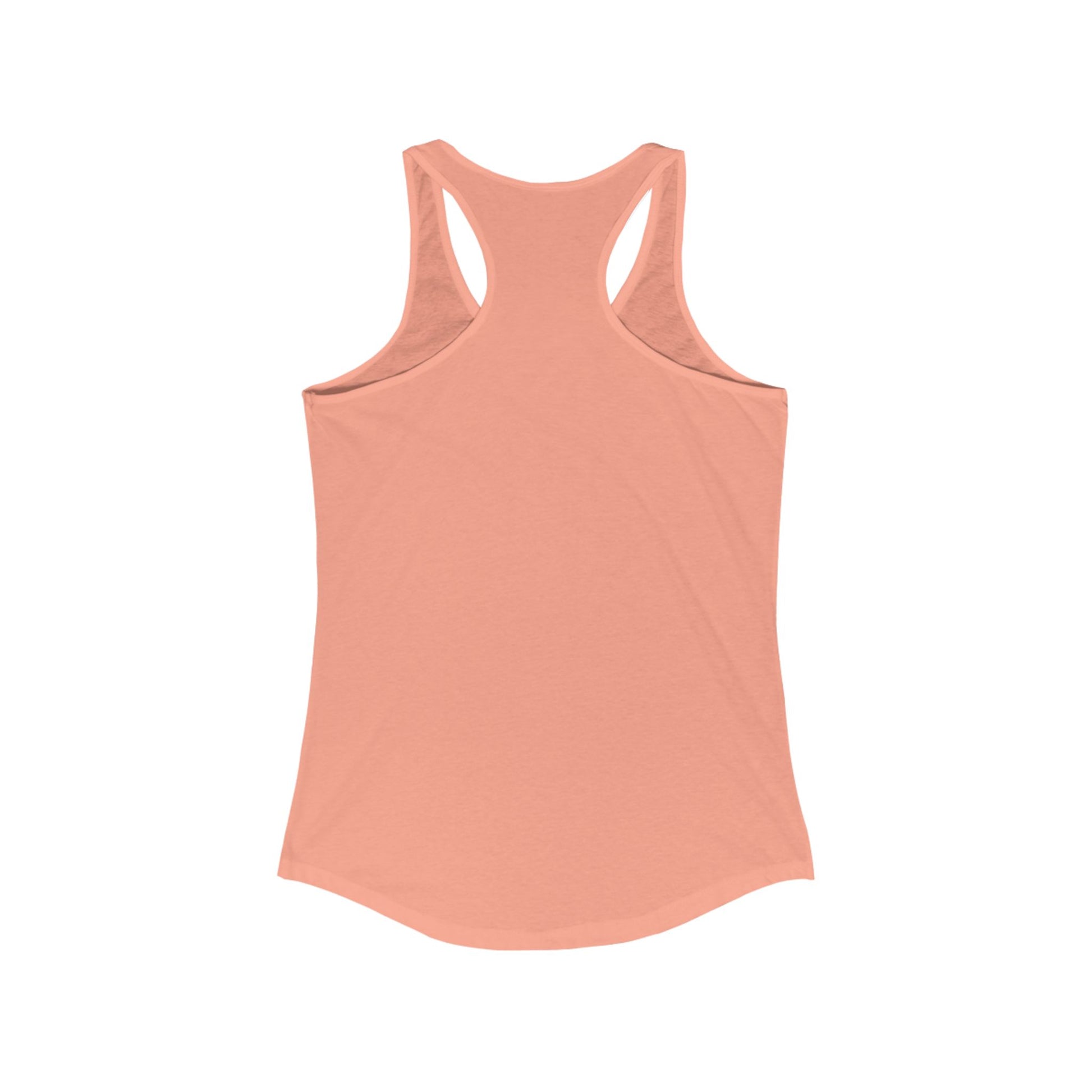 Cause She is Watching Fitness Tank in soft peach with racerback design and scooped neckline for active women.
