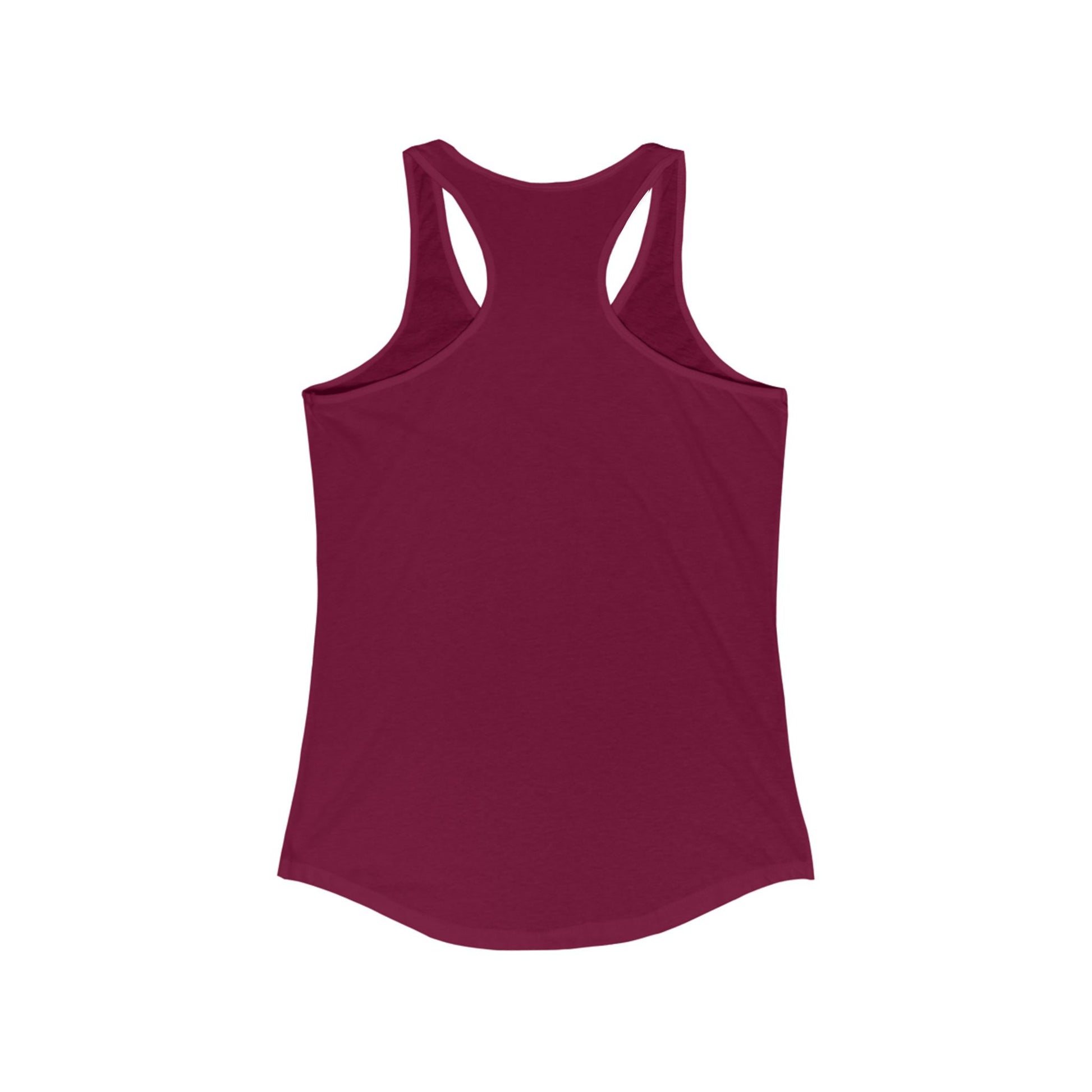 Cause She is Watching Fitness Tank women's maroon racerback tank top back view lightweight fabric classic fit