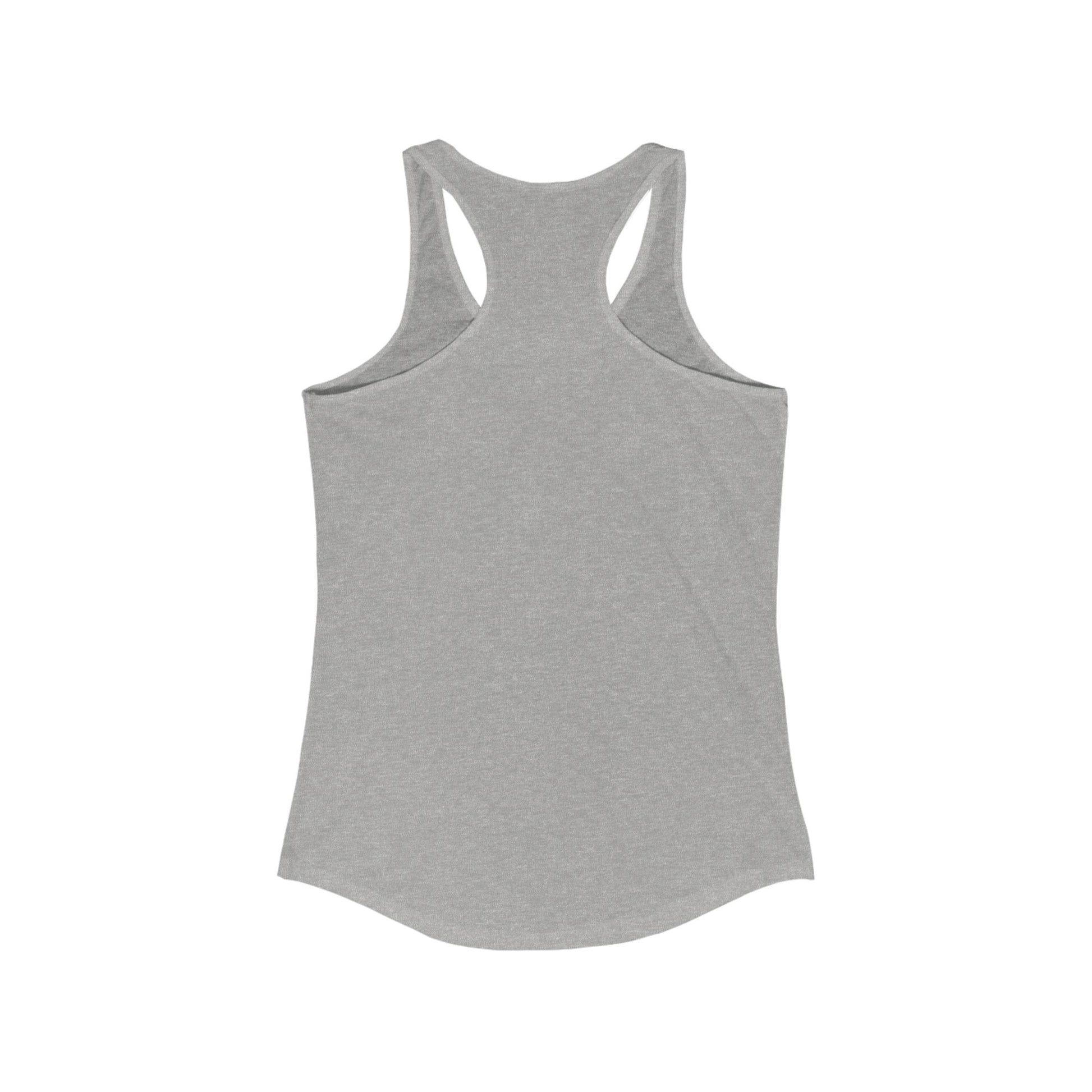 Cause She is Watching Fitness Tank in gray with racerback design and classic fit for active women.