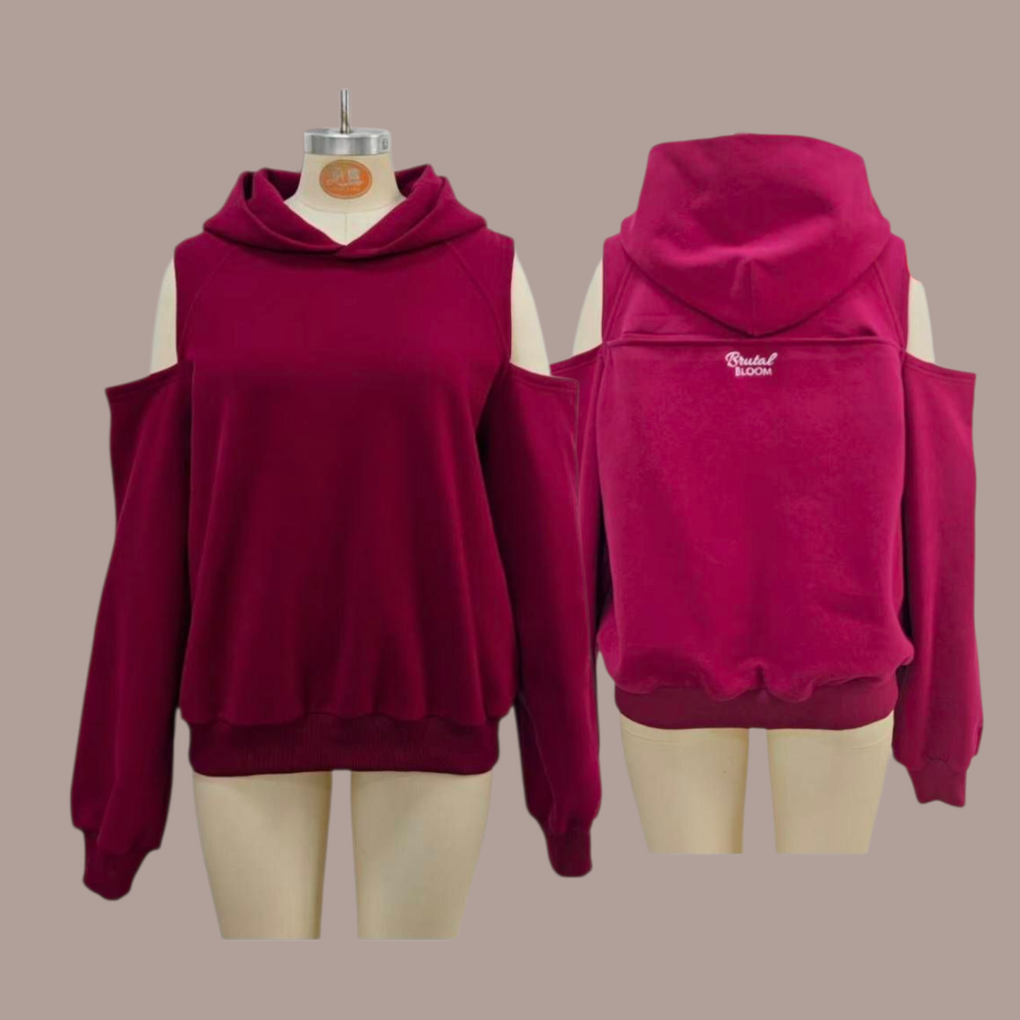 Bloom Berry Cold Shoulder Comfort Hoodie